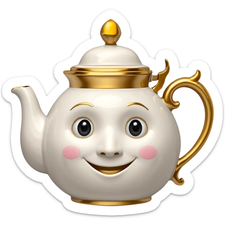 A character from the fairy tale Beauty and the Beast: Mrs. Potts, the lady who was turned into a teapot and retains the teapot's original form. sticker