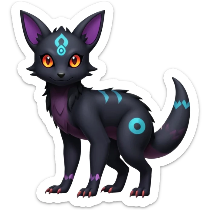 Salandit-Umbreon-Litten-Noibat-Fakémon-hybrid-creature (full body)  sticker