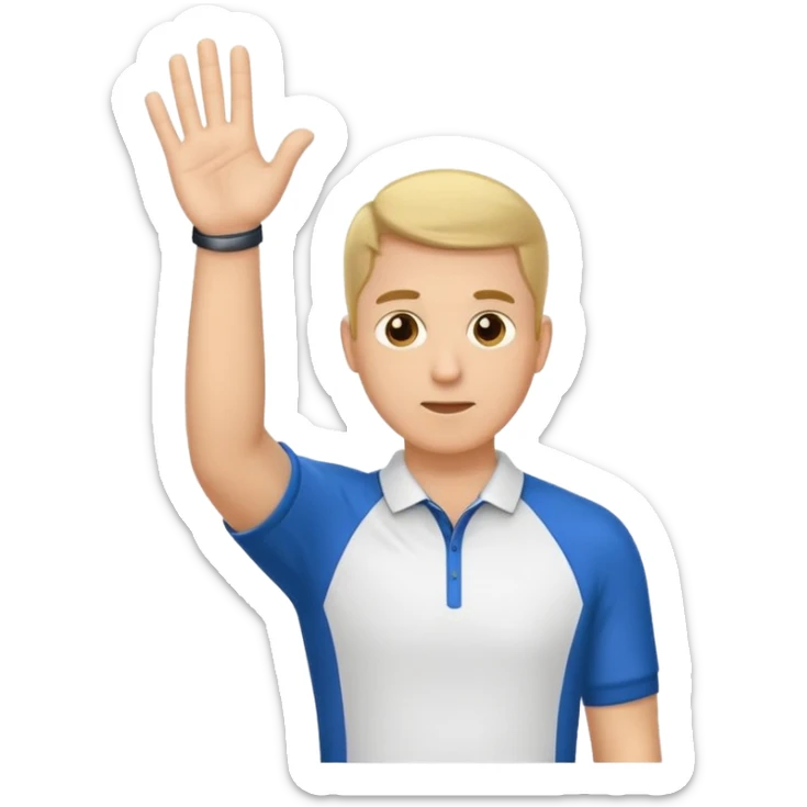 sports coach holding one hand palm down on top and other vertical in the middle of the flat palm under sticker