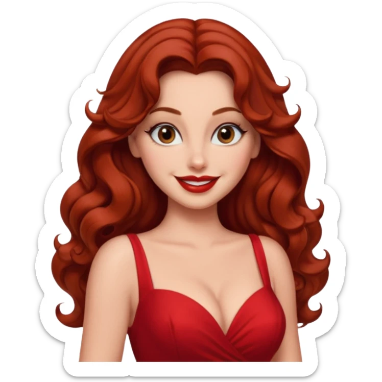 Jessica rabbit, but with Brown hair . Hair is curly, brown and long  sticker