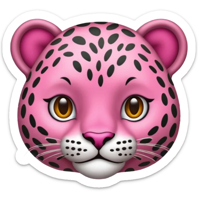 Emoji leopardo rosa cuerpo entero de lado y más realista sticker