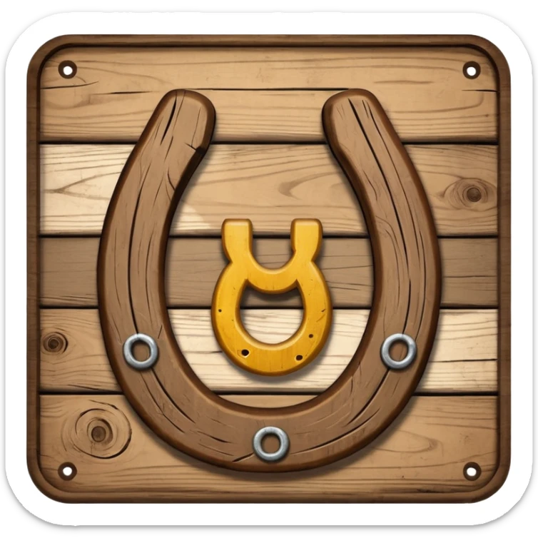 Emoji wooden sign with horseshoe with the inscription OK sticker