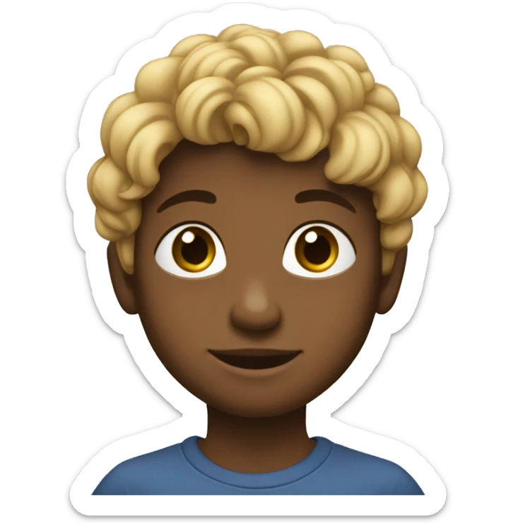 niño con tez morena, pelo rizado negro y ojos grandes sticker