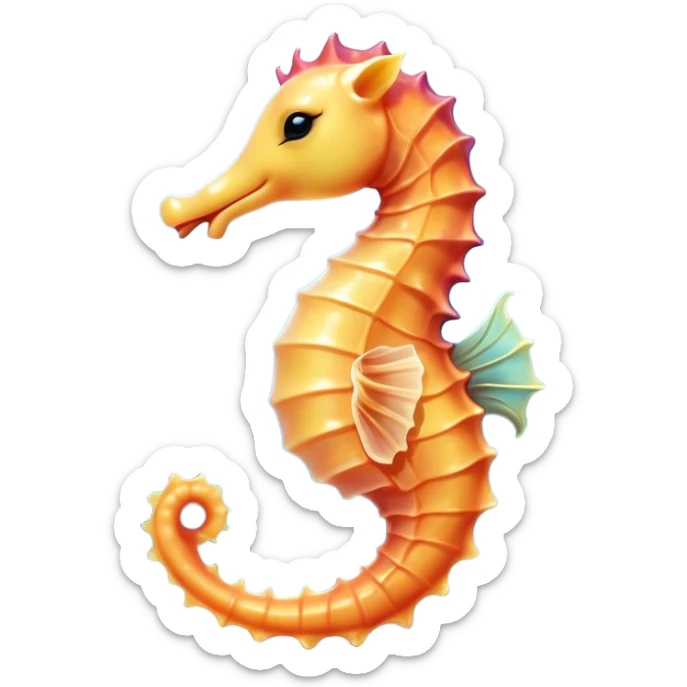 Cinematic Cute Yawning Sea Horse Portrait Emoji, Head tilted slightly with a dramatic, wide-open yawn, showcasing a petite, elegantly curved seahorse with a softly drooping tail and sleepy, half-closed eyes, Simplified yet irresistibly adorable features, highly detailed, glowing with a soft, cozy aquatic glow, high shine, relaxed yet expressive, stylized with a dash of whimsical marine charm, soft glowing outline, capturing the essence of a drowsy yet affectionate seahorse that appears ready to stretch out for a nap! sticker