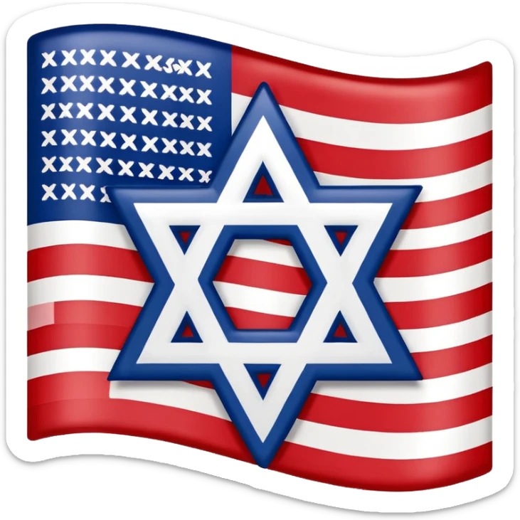 United States flag with a swastika symbol and star of david symbol on the flag sticker