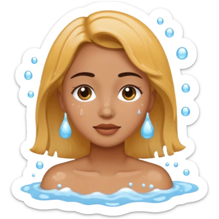 a female washing her face outside of shower  sticker