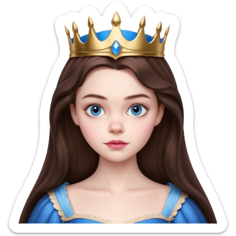 Elle fanning as princess Aurora in Maleficent but with chocolate brown hair and blue eyes, slightly bigger pink lips. and looking 25 years old sticker