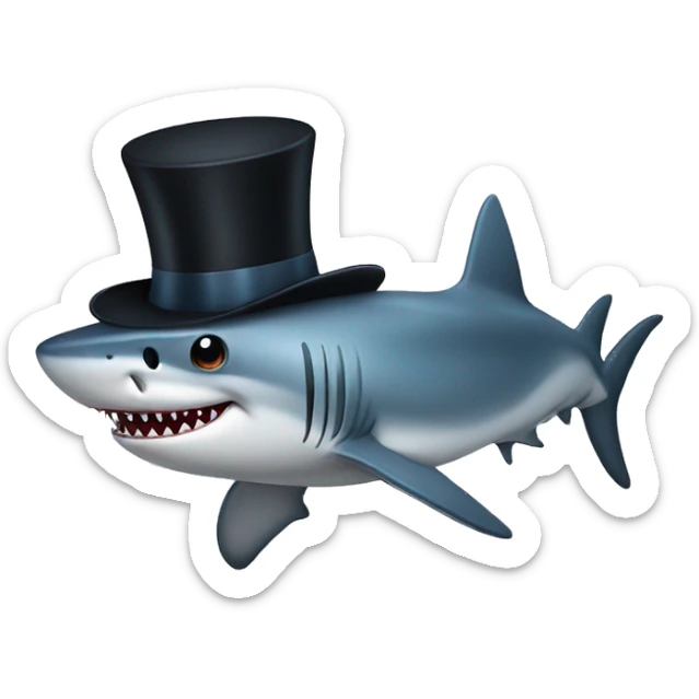 Shark with a top hat sticker