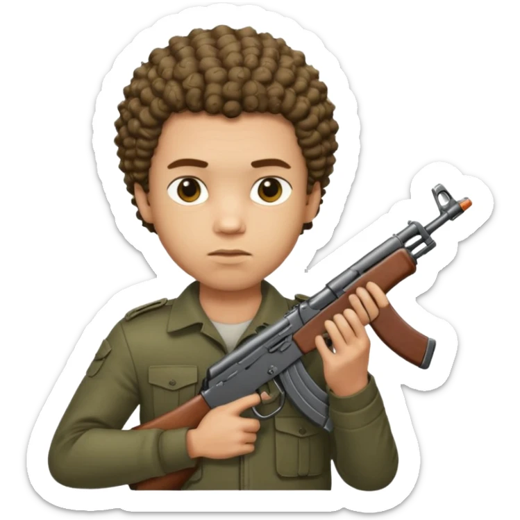 AK47 in hand, light skin male with shortest curly hair  sticker