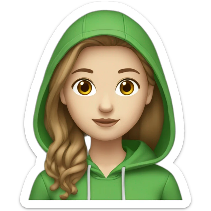 White Girl white brown hair wearing green Hoodie sticker