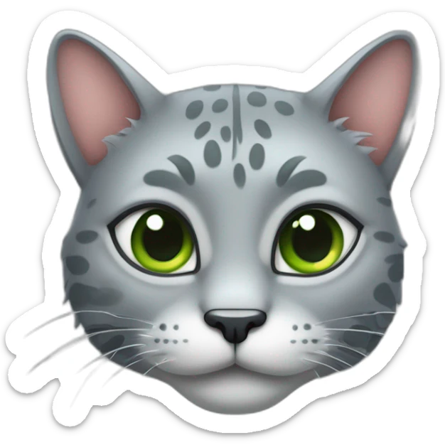 Une chatte grise avec des tes yeux verts qui ressemble à des yeux de crocodile  sticker