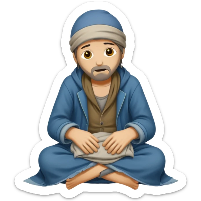 beggar who is also a homeless person poor with damaged clothing sticker