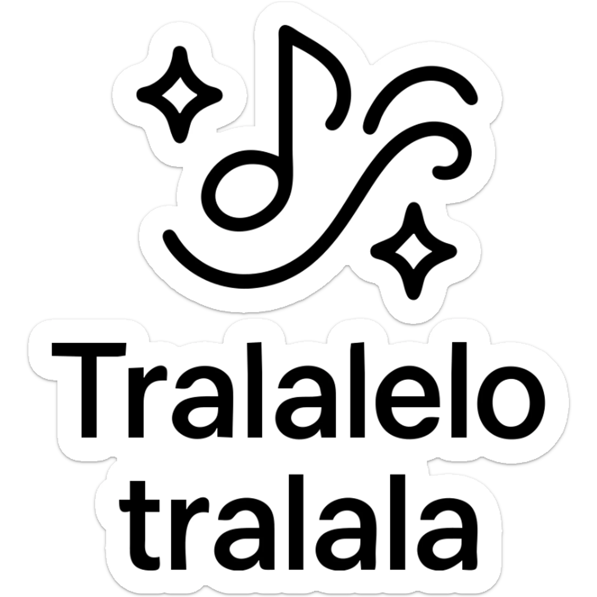 simple modern icon of 'Tralalelo tralala', minimal lines, abstract musical or whimsical theme sticker