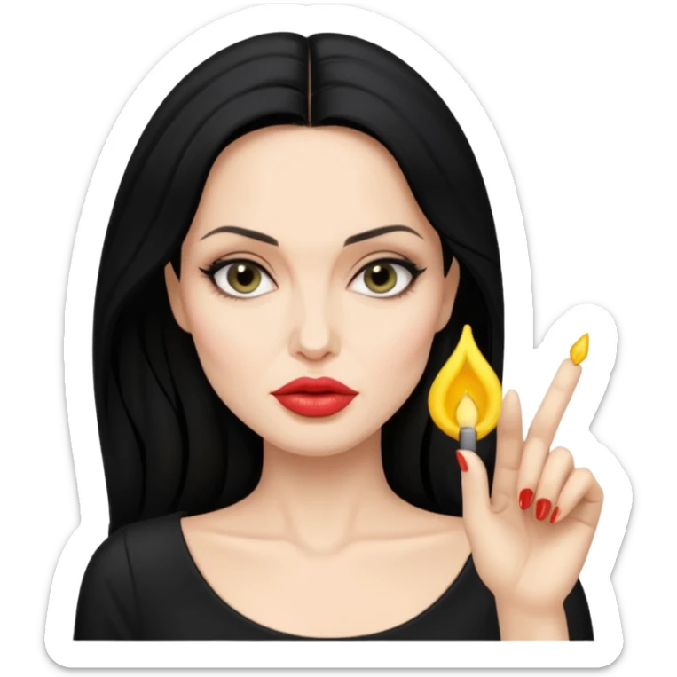 “Emoji girl, femme fatale, black hair. anglina jolie vibes sticker