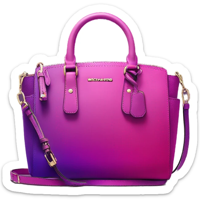 Realistic isolated magenta to purple ombre Michael kors satchel purse.  sticker