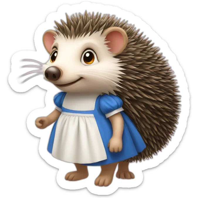 Hedgehog wearing dress of Alice from Alice in Wonderland sticker