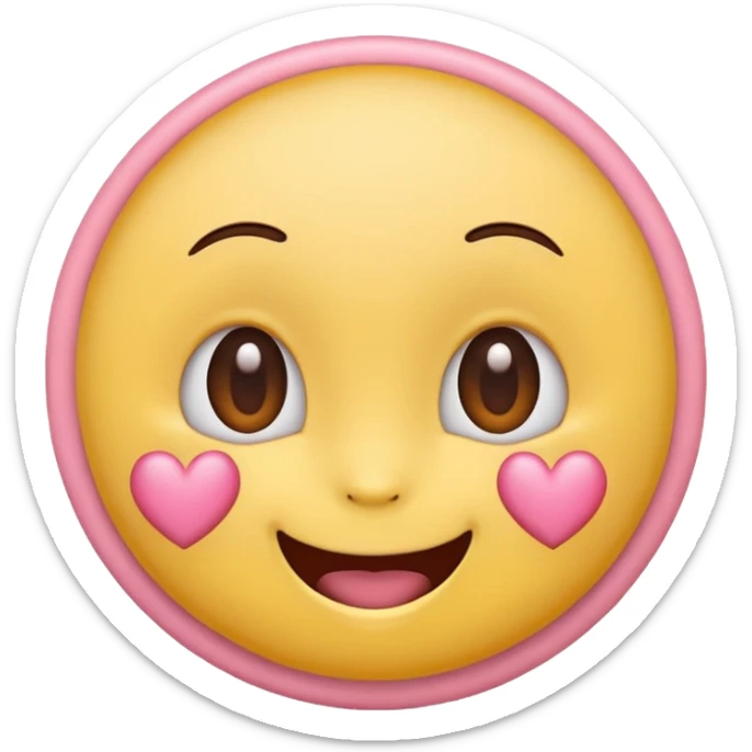 cute emoji, heart eyes, playful grin, pastel pink and yellow sticker