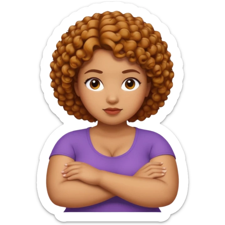 Curvy caramel skin woman with short curly natural hair arms Folded sticker