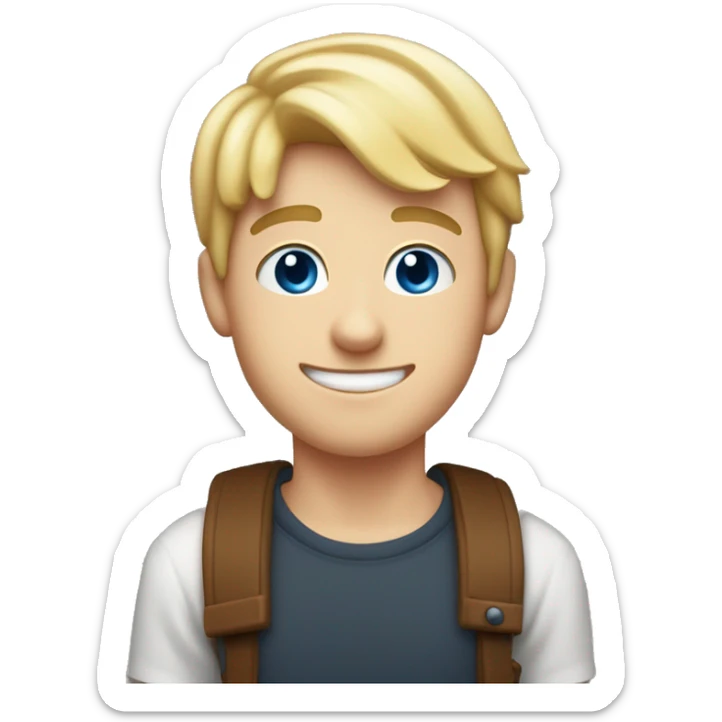 A 24-year-old guy with short blond hair and a little bristles, he has blue eyes, smiles and holds cola zero in his hand in a Christmas hat sticker