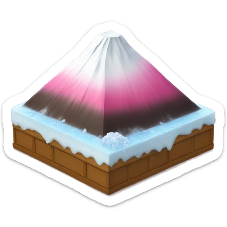 mont Fuji with of pink liquid with ice cubes coming out of it sticker