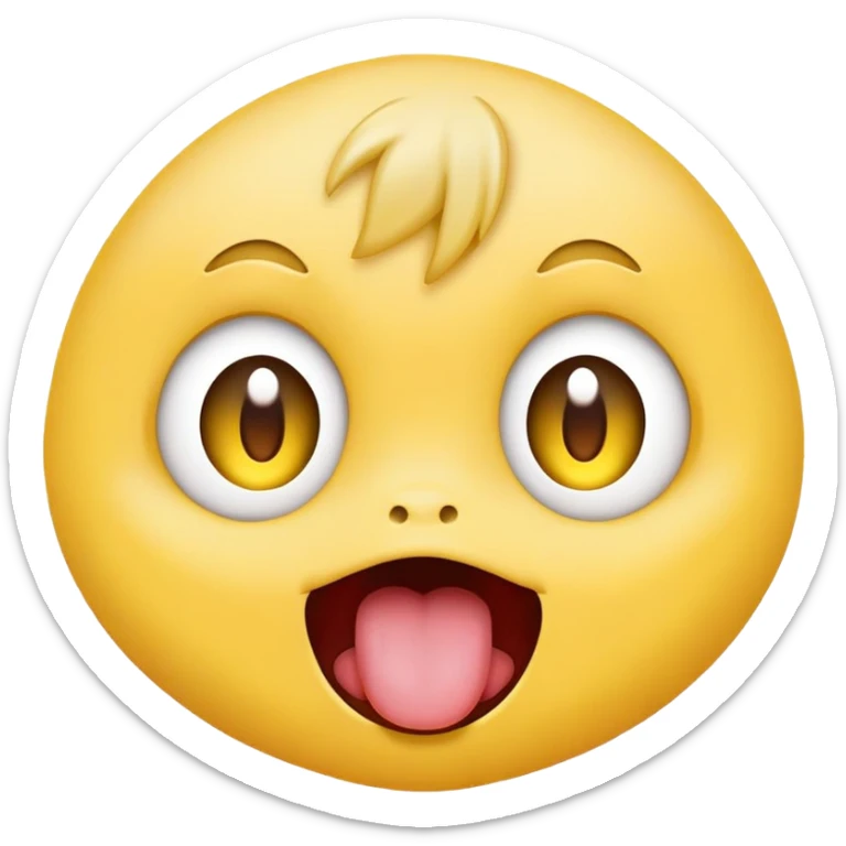 Cute little emoji with cross-eyed derpy face and tongue sticking out sticker