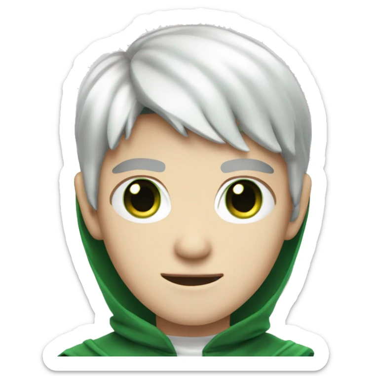 teenage white-skinned wizard with black hair green eyes in green disgue sticker