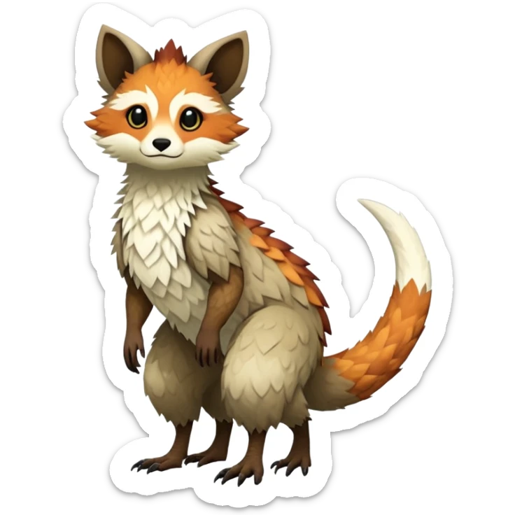 warm-colored Vernid-Trico-Fionbri-creature (full body) sticker