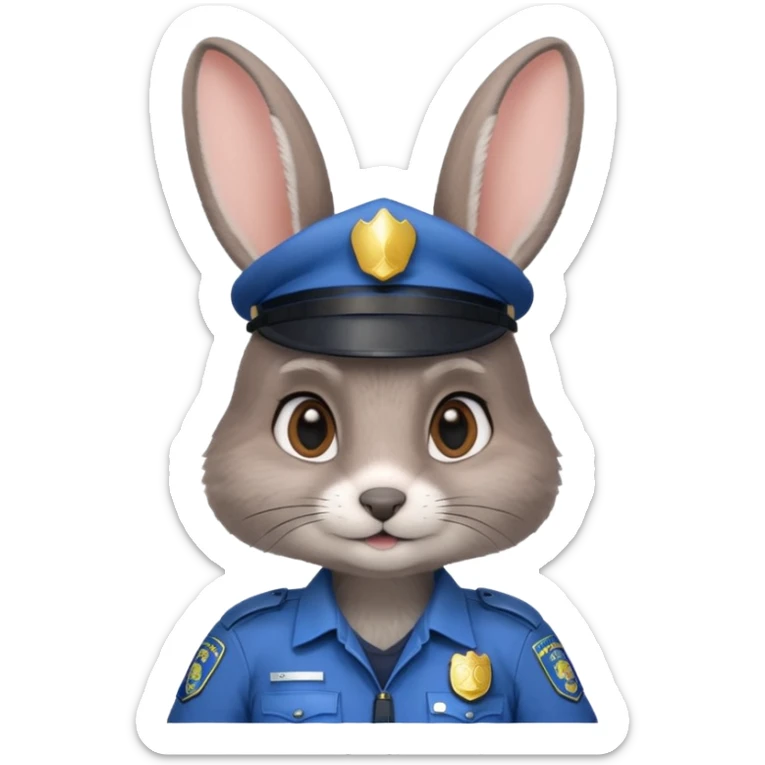 Judy Hopps (gray rabbit with a police suit, without a cap, big ear) from the Zootopia Disney movie sticker