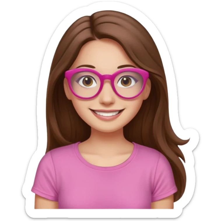 Painting women. smilling   Long hair,  lunette peinture top pink sticker