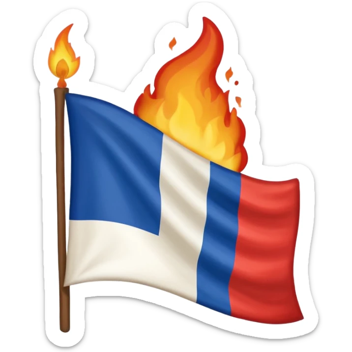 emoji bandera de francia ardiendo pero que sea la bandera de francia sticker
