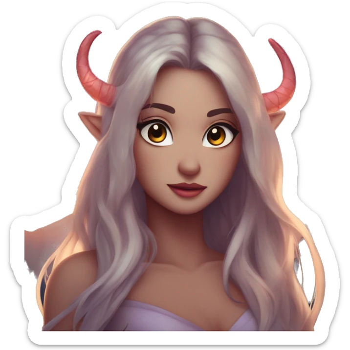 Kimera atigrada con ojos demoníacos en un bosque tenebroso al atardecer con brisa marina y con estrellas en el cielo sticker