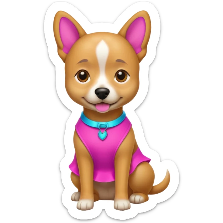 DOG wearring neon fashion dress sticker