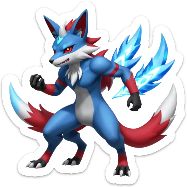 Lucario-Zoroark-Zangoose-Zeraora-Fakémon-hybrid-creature (full body)  sticker