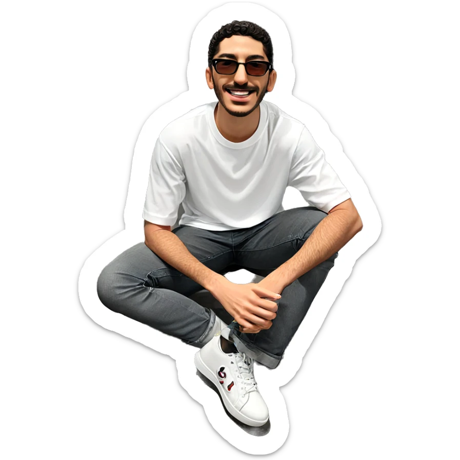 confident boy in white shirt sticker