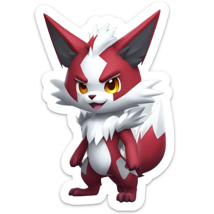 Anthro Cool Edgy Cute Chibi Shiny Zangoose-Zoroark-Fakemon-Pokémon Full Body Detailed High Quality sticker