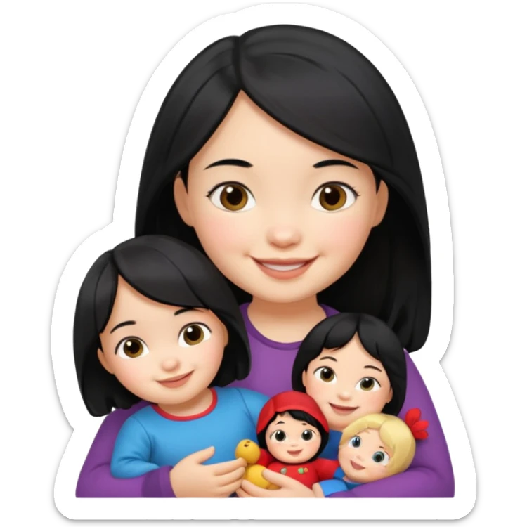 Toddler black hair girl – holding a russia doll sticker