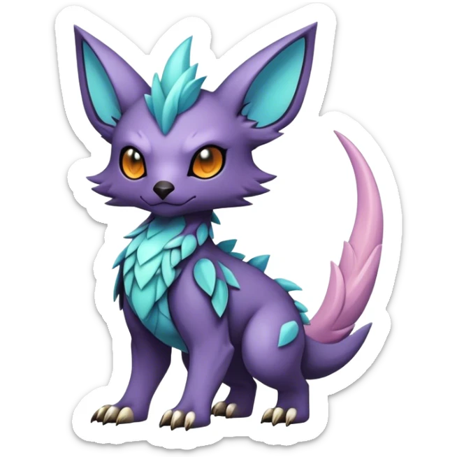 cool colorful dark pastel edgy fantasy animal hybrid Fakemon full body sticker