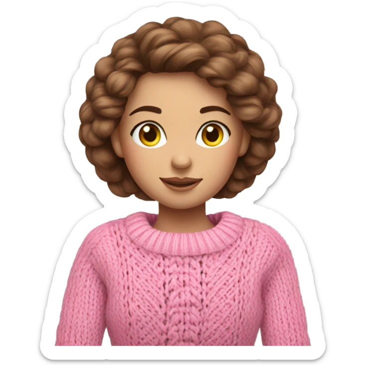 beautiful finnish brown hair woman knitting pink sweater  sticker