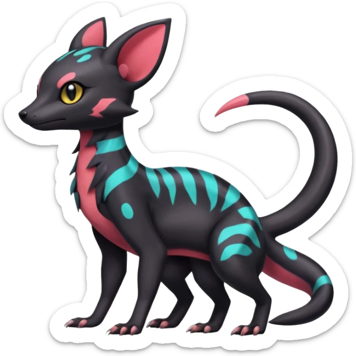 Neon pastel Salandit-Umbreon-Genet-Noivern-Civet-Hybrid (Full body) sticker