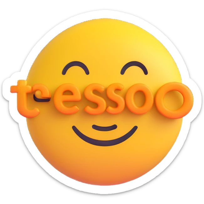 colorful 3D circular emoji with the word 'tesó' in the center in a modern font sticker
