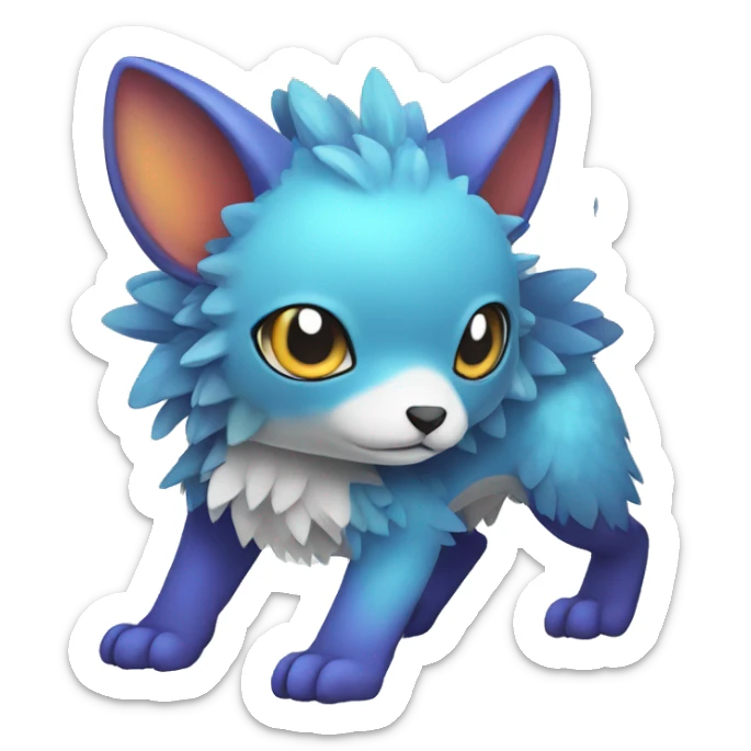 Cute cool colorful fantasy animal hybrid Fakemon full body sticker