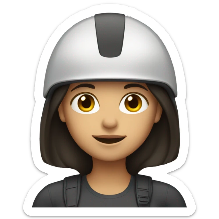 woman with long dark hair wearing a bike helmet sticker