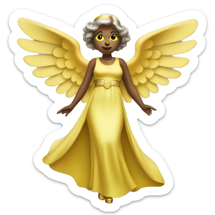 money angel lady in yellow whitish gown with dollar wings sticker