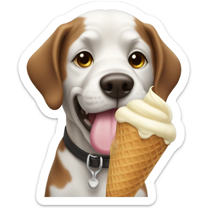 Dog eating ice cream sticker
