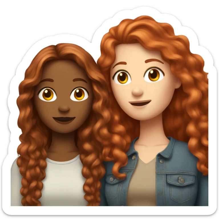 Long red haired woman with brunette woman best friends sticker