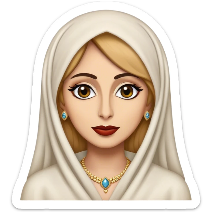 Cinematic Realistic Fairuz Portrait Emoji, depicted as an iconic Lebanese singer with graceful soulful expression and elegant attire, rendered with lifelike textures and warm radiant lighting that captures her timeless musical allure. sticker