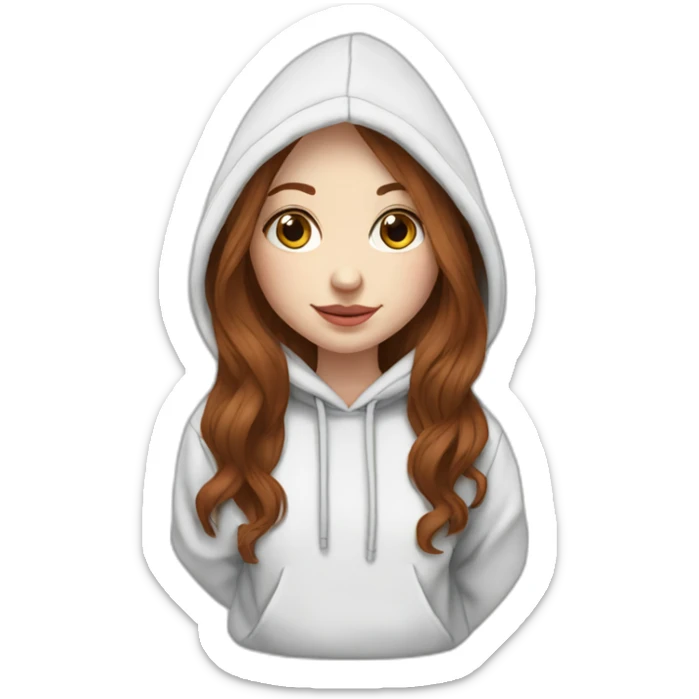 pale skin and long marron hair girl hoodie sticker