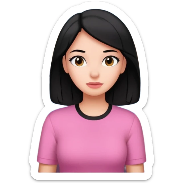 A woman wearing a pink shirt with black hair on a plane! sticker