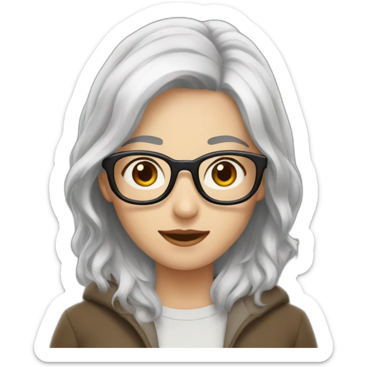 A Couple of two girls one with white hair and other with short brown hair and glasses sticker