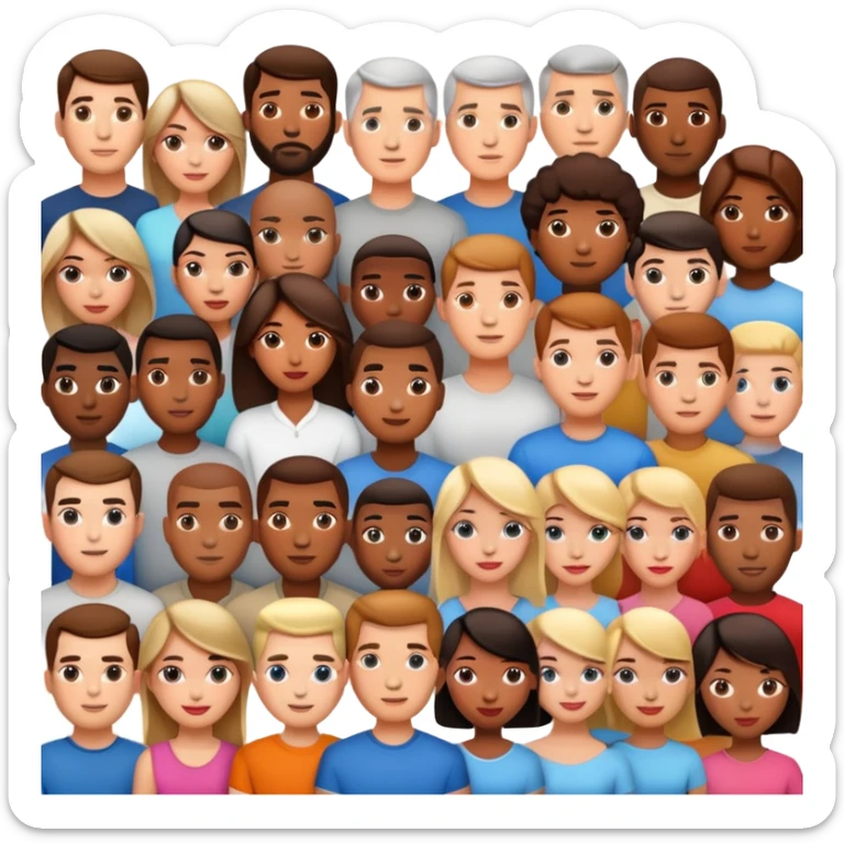 american men and woman photorealistic standing on feet sticker